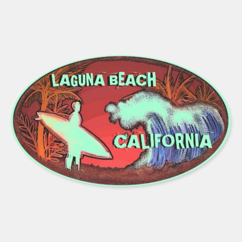 Laguna Beach California light green surf stickers