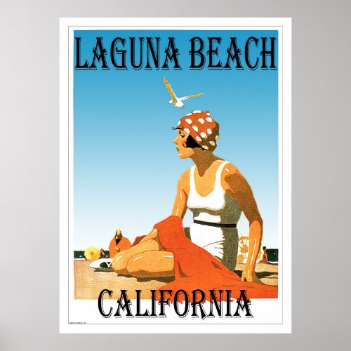 Laguna Beach California Retro Beach 1920s Poster