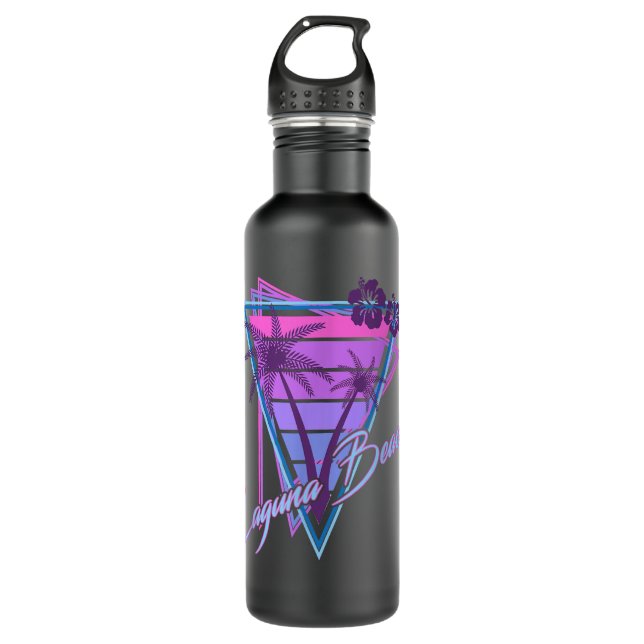 Laguna Beach California Souvenirs Vaporwave Palm T Stainless Steel Water Bottle (Front)
