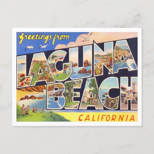 Laguna Beach California Vintage Big Letters Postcard