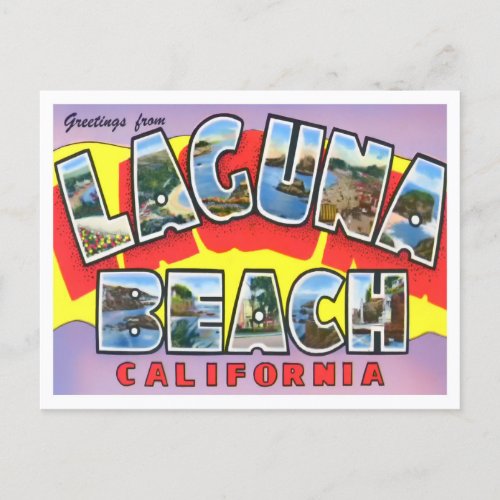 Laguna Beach California Vintage Big Letters Postcard