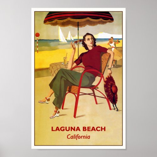 Laguna Beach California Vintage Travel Poster