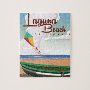 Laguna Beach California Vintage Travel Poster Jigsaw Puzzle by bartonleclaydesign at Zazzle