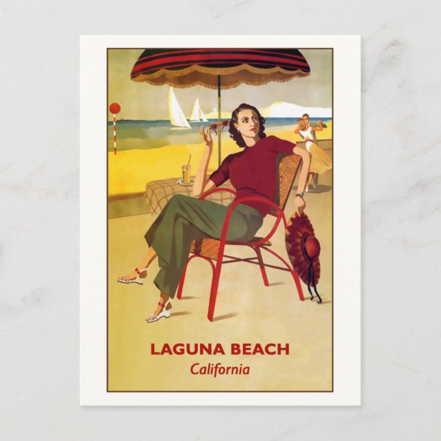 Laguna Beach, California Vintage Travel Poster Postcard (Front)