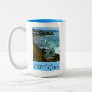 Laguna Beach California Vintage Travel Poster Two-Tone Coffee Mug