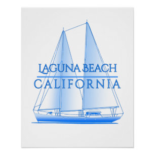 Laguna Beach Coastal Nautical Sailing Sailor Poster