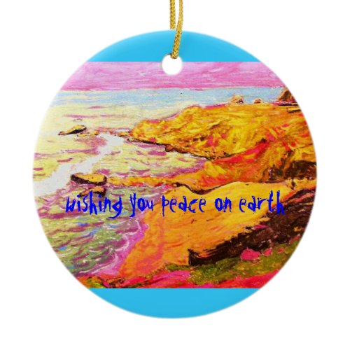 laguna beach cove Peace On Earth Ceramic Ornament