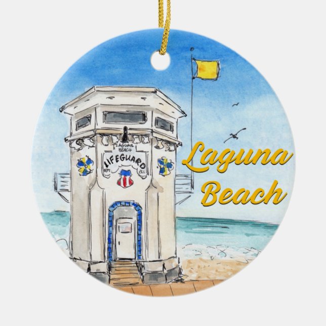 Laguna Beach Lifeguard Tower Ornament (Front)