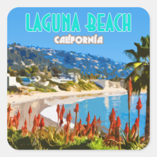 Laguna Beach Orange County California Vintage Square Sticker