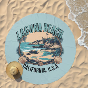 Laguna Beach Retro Vignette Beach Towel
