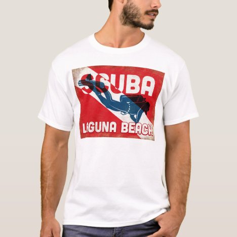 Laguna Beach Scuba Diver - Blue Retro T-Shirt