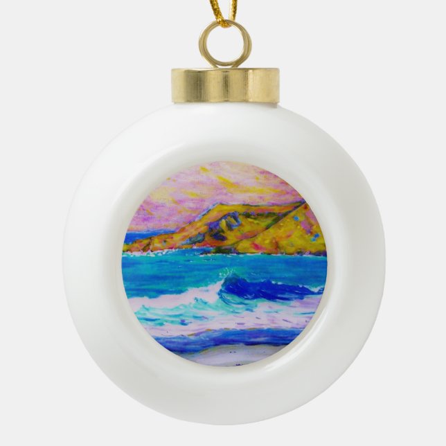 laguna beach splash ceramic ball christmas ornament (Front)