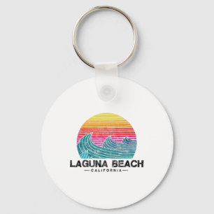 Laguna Beach Surfing Waves Retro California Sunset Keychain