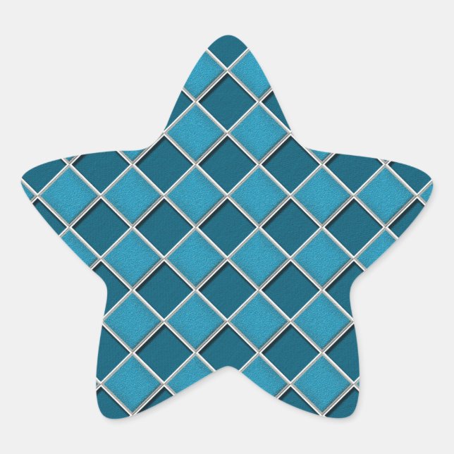 Laguna Blue 3D Style Checkers Star Sticker (Front)
