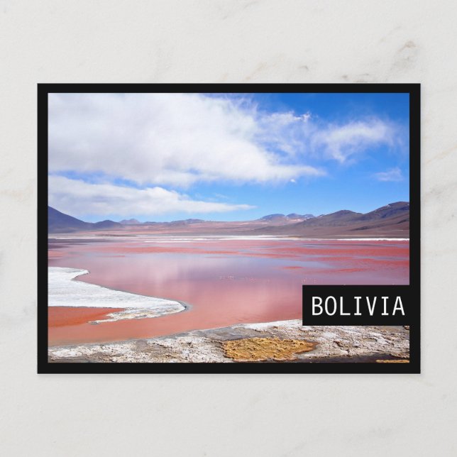 Laguna Colorada in Bolivia black frame postcard (Front)