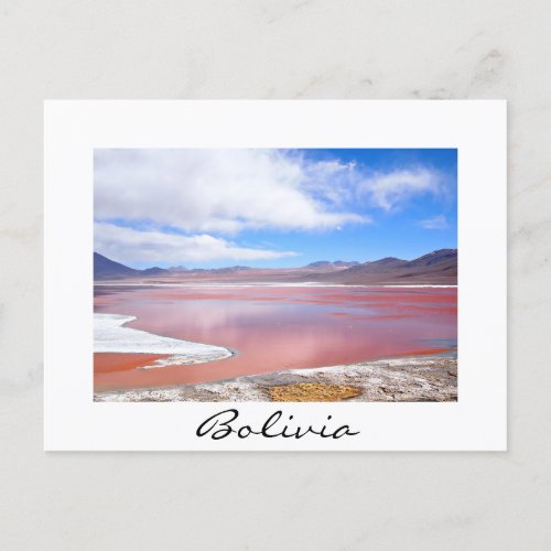 Laguna Colorada in Bolivia postcard white border