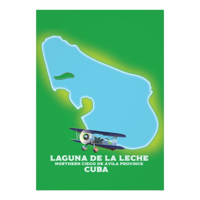 Laguna de la Leche Cuba lake map Photo Print (Front)