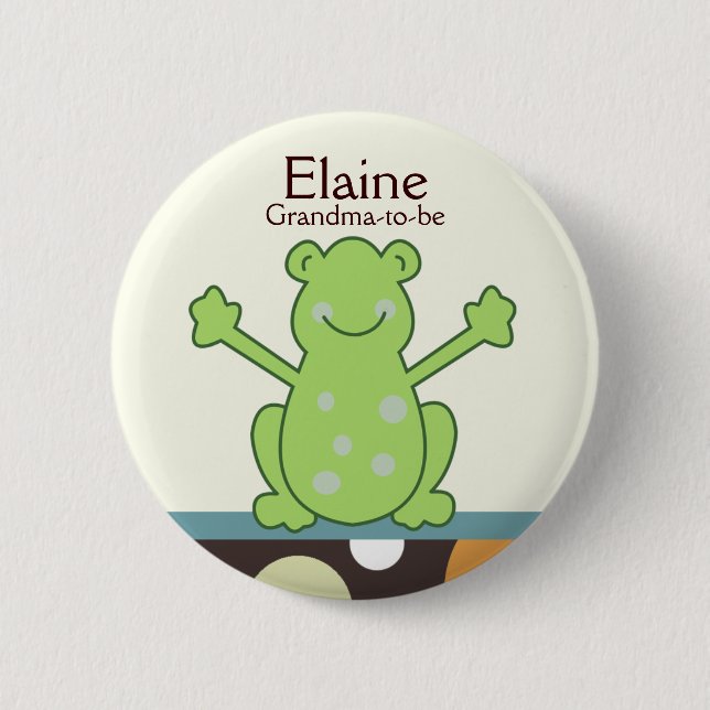 Laguna frog Name Tag Baby Shower Button (Front)
