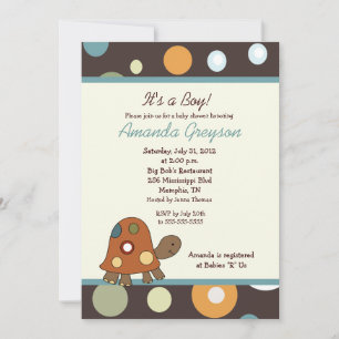 Laguna Orange Turtle 5x7 Baby Shower Invitation