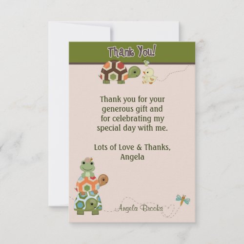 Laguna TURTLE Baby Shower Thank You (FLAT style) Personalized Invites