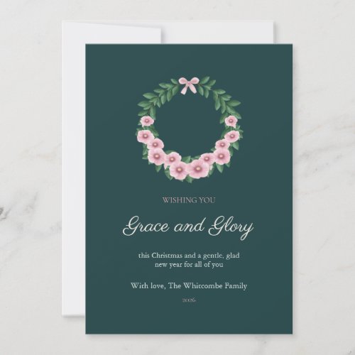 Lagunaria Crescent Wreath Family Christmas Card