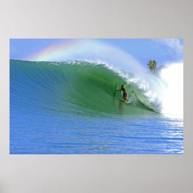 Lagundri Bay: Surfer's Paradise Rainbow Wave Poster (Front)