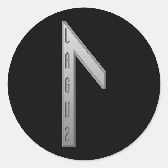 Laguz Rune grey Classic Round Sticker