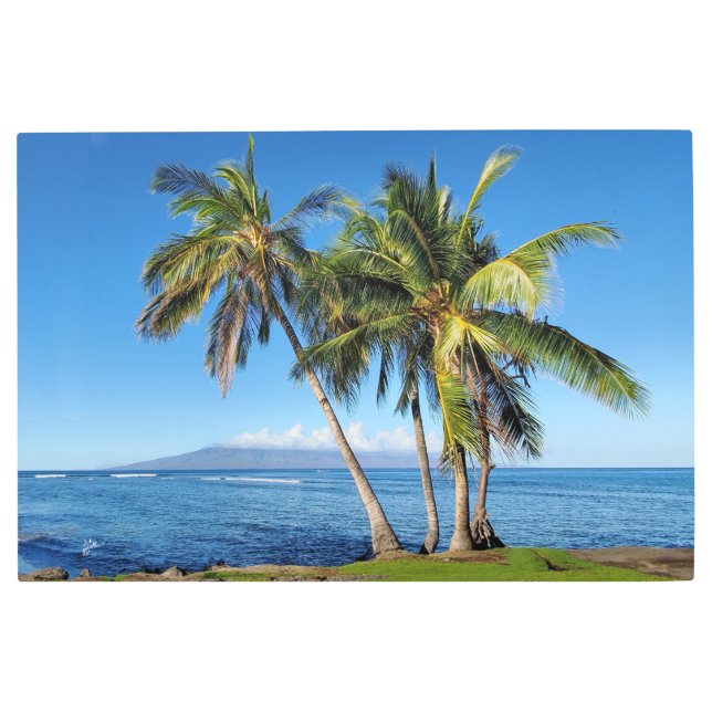 Lahaina Harbor Palm Trees Before Maui Fire Metal Print (Front)