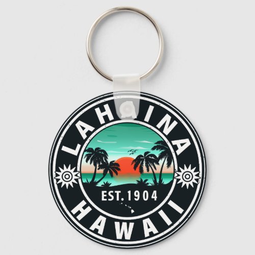 Lahaina Hawaii Beach Retro Sunset Souvenir 60s Keychain