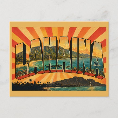Lahaina Hawaii Ocean Beach Mountain Art Postcard