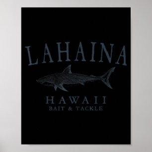Lahaina hawaii shark vintage slate art fishing poster