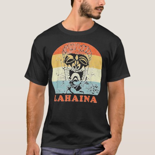Lahaina Hawaiian Tiki Statue Vintage Retro Vacatio T_Shirt