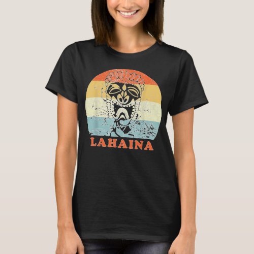Lahaina Hawaiian Tiki Statue Vintage Retro Vacatio T_Shirt