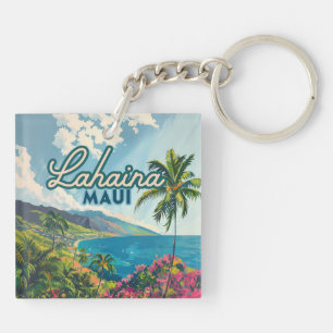 Lahaina Maui Hawaii Beach Coast Retro Keychain