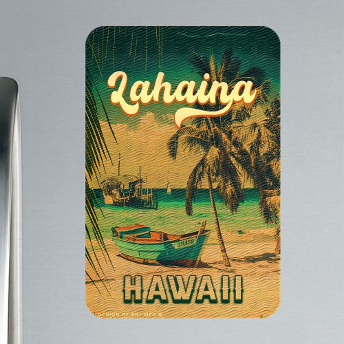 Lahaina Maui Hawaii Retro Sunset Souvenir 1950s Magnet