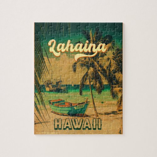 Lahaina Maui Hawaii Retro Sunset Souvenir 1960s Jigsaw Puzzle