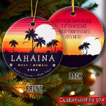 Lahaina Maui Hawaii Retro Sunset Souvenirs 60s Ceramic Ornament<br><div class="desc">Lahaina retro beach design for vacation. Lahaina Hawaii island Vintage souvenir for travel to Hawaii island. Lahaina beach artwork for Hawaii vacationers and backpackers. Lahaina retro souvenir. Design for backpackers and travel to Hawaii . island with beach Vintage souvenir for seaside vacationers. - You can personalize the template by adding...</div>