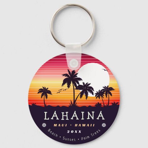  Lahaina Maui Hawaii Retro Sunset Souvenirs 60s Keychain