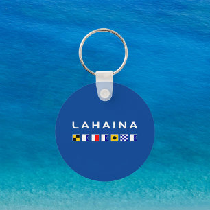 Lahaina Maui Nautical Maritime Signal Flags Dark Keychain