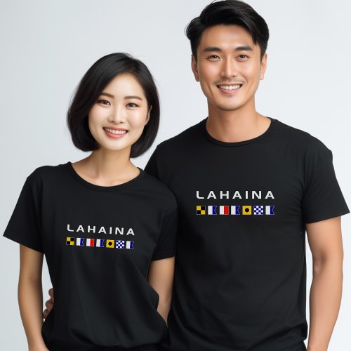 Lahaina Maui Nautical Maritime Signal Flags Dark T_Shirt