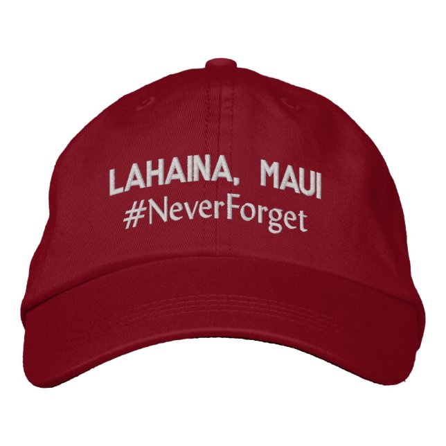 Lahaina, Maui #NeverForget Adjustable Embroidered Baseball Cap (Front)