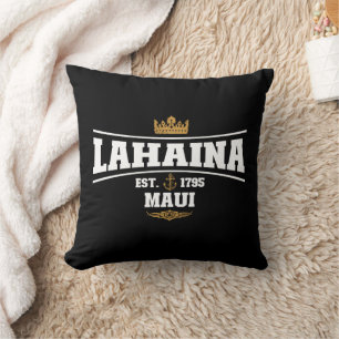 Lahaina Maui Vintage Boat Anchor Flag 1795 Gifts Throw Pillow