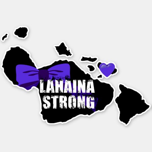 LAHAINA STRONG IN MEMORY OF Purple Ribbon  Heart Sticker