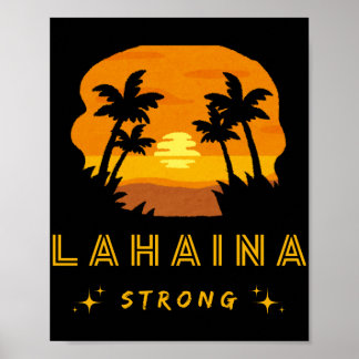 Lahaina Strong Maui Hawaii Tropical Sunset Retro Poster