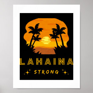 Lahaina Strong Maui Hawaii Tropical Sunset Retro Poster