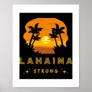 Lahaina Strong Maui Hawaii Tropical Sunset Retro Poster