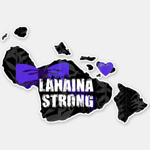 LAHAINA STRONG TI LEAF IN MEMORY OF Purple Ribbon Sticker