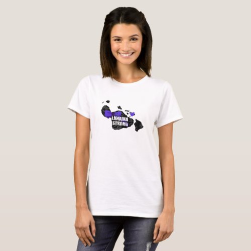 LAHAINA STRONG TI LEAF IN MEMORY OF Purple Ribbon T_Shirt