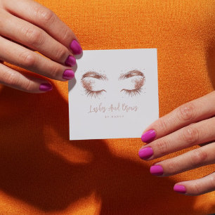 Lahes and brows Rose gold glitter  Square Business Card