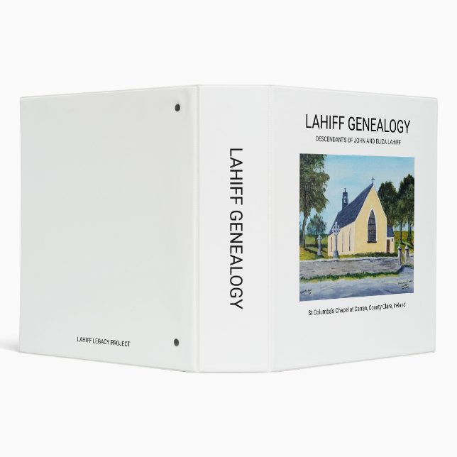 Lahiff Genealogy Binder with St Columba Chapel (Background)